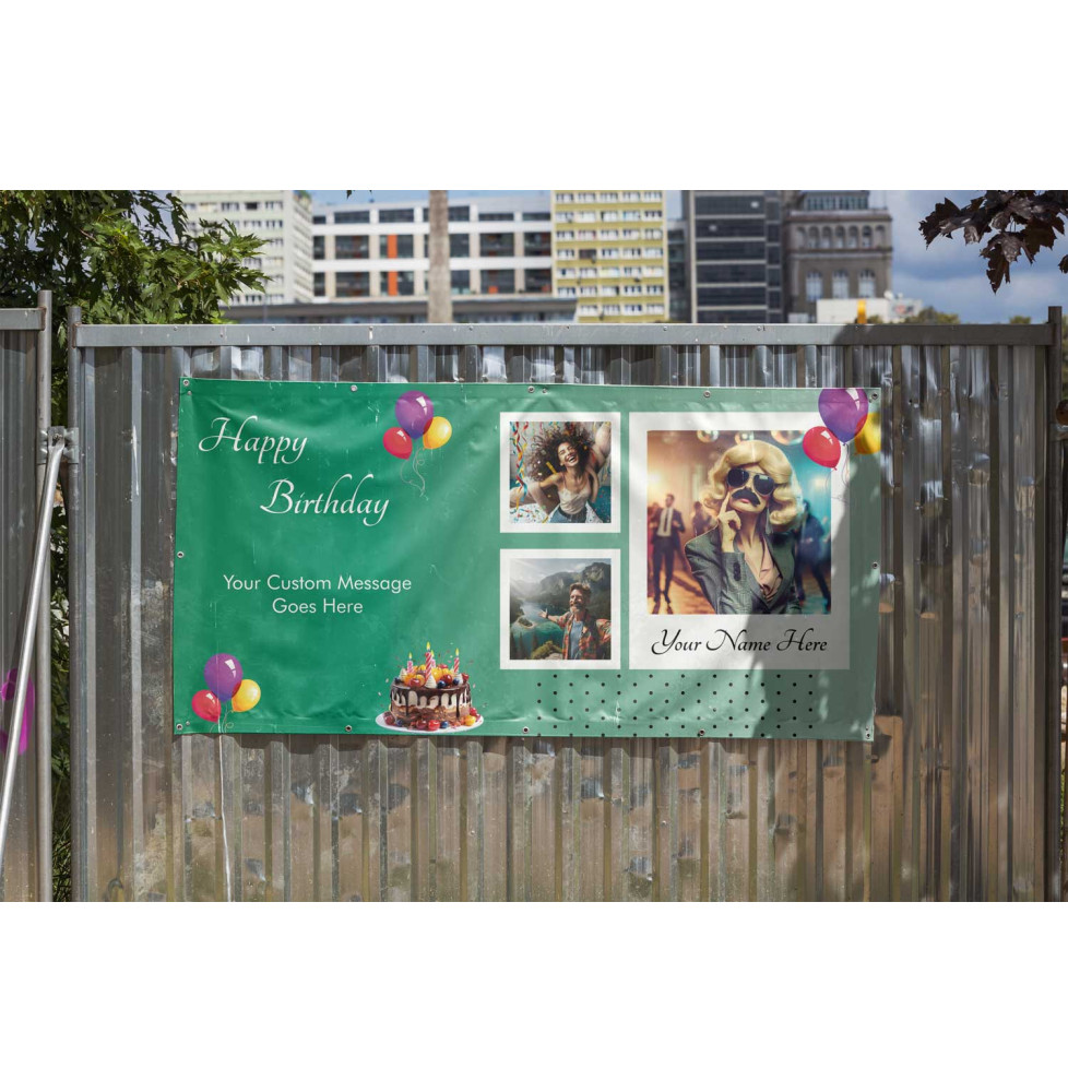 Next Day | Custom Birthday PVC Banner with Name & Photos